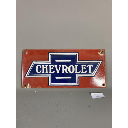 1406 - A Chevrolet enamel sign - approx. 29cm wide x 14cm high