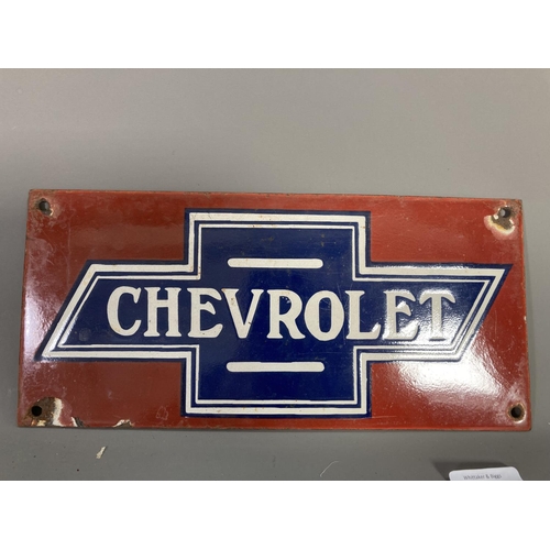 1406 - A Chevrolet enamel sign - approx. 29cm wide x 14cm high