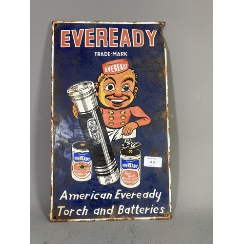 1413 - An Eveready enamel sign - approx. 43cm high x 25cm wide