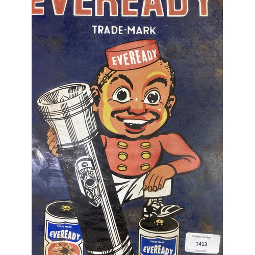 1413 - An Eveready enamel sign - approx. 43cm high x 25cm wide