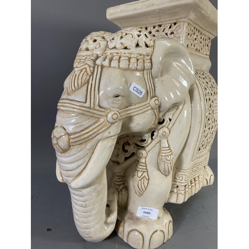 1420 - A ceramic elephant plant stand - approx. 44cm high x 50cm long