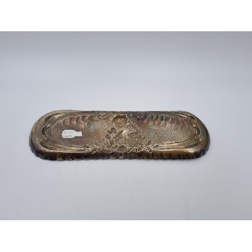 1010 - An Edwardian hallmarked Birmingham silver repousse oblong trinket dish, dated 1903 - approx. 22cm x ... 