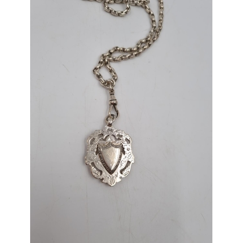 1015 - A sterling silver chain with hallmarked Birmingham silver fob - approx. gross weight 46 grams