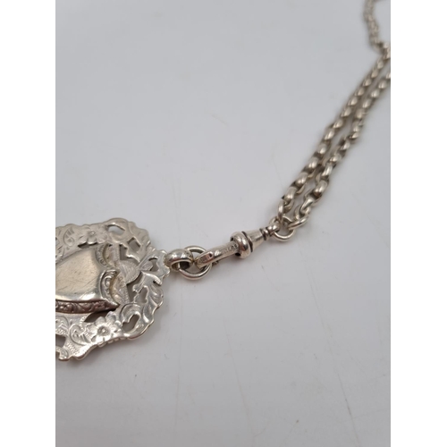 1015 - A sterling silver chain with hallmarked Birmingham silver fob - approx. gross weight 46 grams