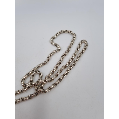 1015 - A sterling silver chain with hallmarked Birmingham silver fob - approx. gross weight 46 grams