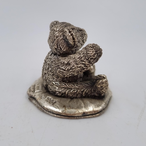 1029 - A 1994 Country Artists sterling silver filled teddy bear ornament - approx. 3.5cm high and 30 grams