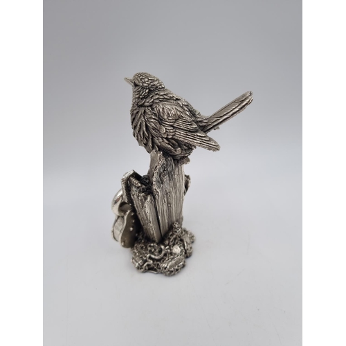 1033 - A 1996 Country Artists sterling silver filled wren and padlock figurine - approx. 15cm high and gros... 