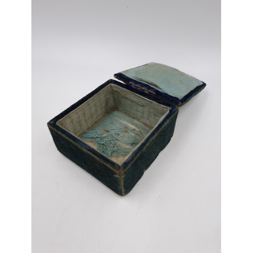 1036 - An Edwardian hallmarked Chester silver and velvet square pin cushion box - approx. 5.5cm high x 8cm ... 