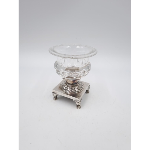 1045 - Two items, one 19th century French silver and cut glass salt cellar - approx. 8.5cm high and gross s... 