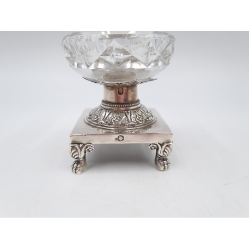 1045 - Two items, one 19th century French silver and cut glass salt cellar - approx. 8.5cm high and gross s... 