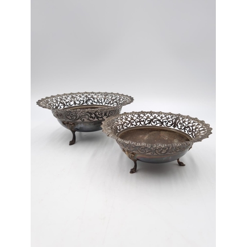 1046 - Two hallmarked Sheffield silver pierced circular footed bowls by James Dixon & Sons Ltd, dated 1910/... 