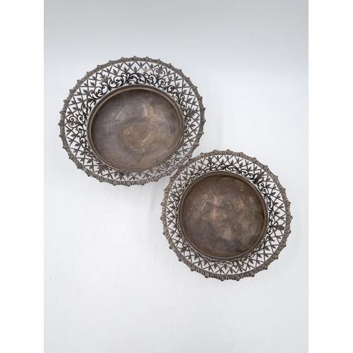 1046 - Two hallmarked Sheffield silver pierced circular footed bowls by James Dixon & Sons Ltd, dated 1910/... 