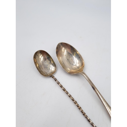 1053 - Four pieces of .925 silver comprising pair of William IV London sugar tongs - dated 1832, Birmingham... 