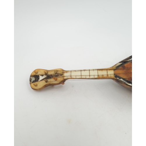 1065 - A 19th century tortoise shell and and mother of pearl novelty model mandolin - approx. 13cm long