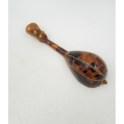 1065 - A 19th century tortoise shell and and mother of pearl novelty model mandolin - approx. 13cm long