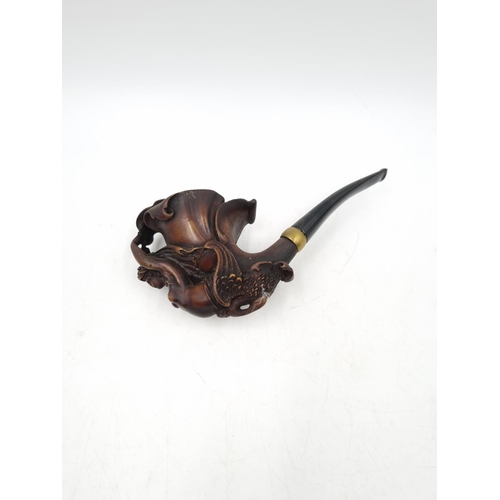 1069 - A 19th century carved meerschaum mermaid smoking pipe - approx. 16cm long