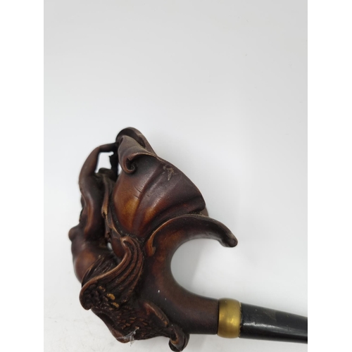 1069 - A 19th century carved meerschaum mermaid smoking pipe - approx. 16cm long