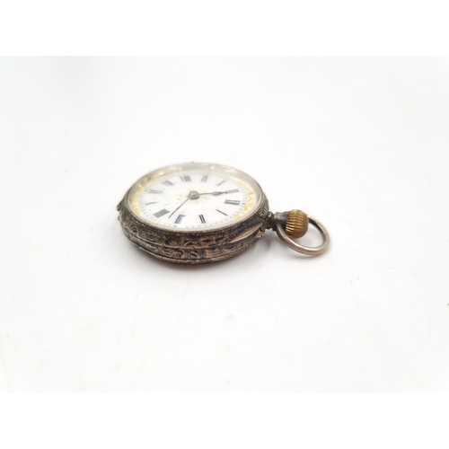 1088 - A 19th century .935 silver cased ladies pocket watch with enamel face - approx. gross weight 26 gram... 