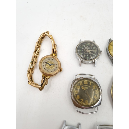 1104 - A collection of antique and vintage mechanical wristwatches two include two WWI Siro Lever officers ... 