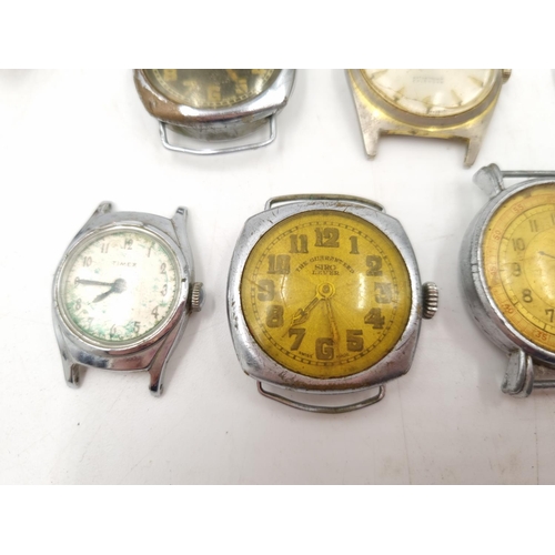 1104 - A collection of antique and vintage mechanical wristwatches two include two WWI Siro Lever officers ... 