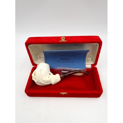 1109 - A collection of boxed vintage meerschaum smoking pipes