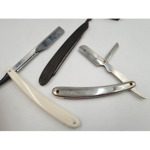 1113 - A collection of assorted antique and vintage cut throat razors to include boxed The Royal Crown Razo... 