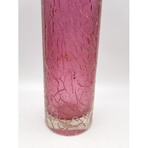 1123 - A 20th century cranberry studio glass vase - approx. 34.5cm high