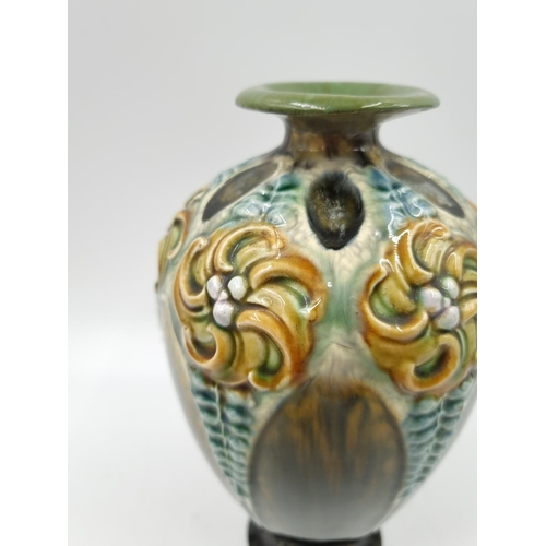 1129 - A late 19th century Doulton Lambeth vase by Isabella Miller, circa 1880 - approx. 19cm high