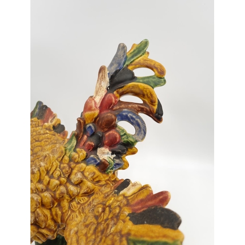 1135 - A F. Mendes of Portugal Majolica figurine of a cockerel - approx. 29cm high x 40cm high