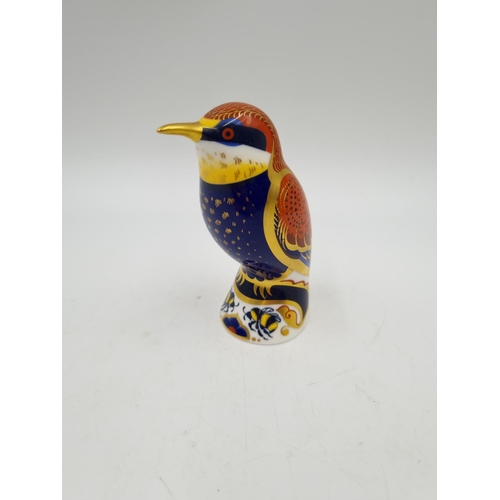 1154 - A Royal Crown Derby Bee-eater paperweight with gold stopper - approx. 9.5cm high