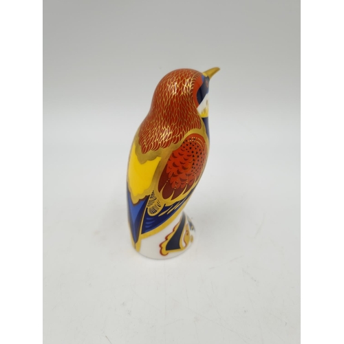 1154 - A Royal Crown Derby Bee-eater paperweight with gold stopper - approx. 9.5cm high