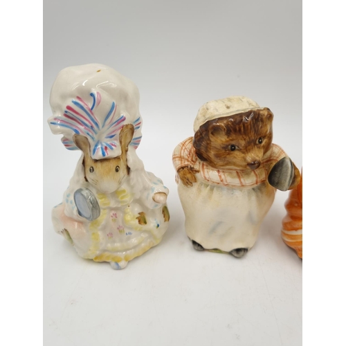 1170 - Four Beswick Beatrix Potter figurines comprising Poorly Peter Rabbit, Timmy Tiptoes, Lady Mouse and ... 