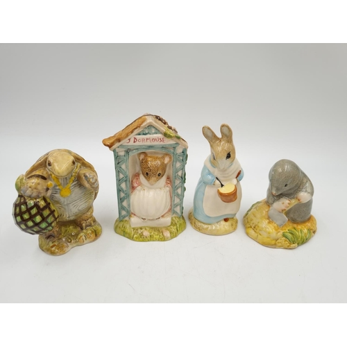 1171 - Four Royal Albert Beatrix Potter figurines comprising Mrs Rabbit Cooking, Mr Alderman Ptolemy, Diggo... 