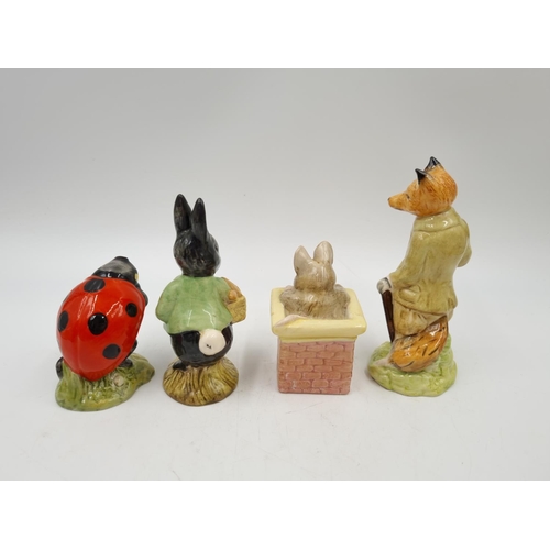 1172 - Four Royal Albert Beatrix Potter figurines comprising Tom Thumb, Little Black Rabbit, Mother Ladybir... 