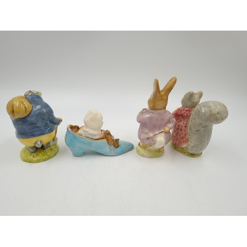 1173 - Four Beswick Beatrix Potter figurines comprising Mr Benjamin Bunny, The Old Woman who lived in a Sho... 