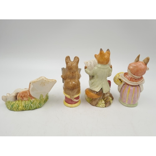 1175 - Four Royal Albert Beatrix Potter figurines comprising Benjamin Wakes Up, Foxy Reading, Tailor of Glo... 