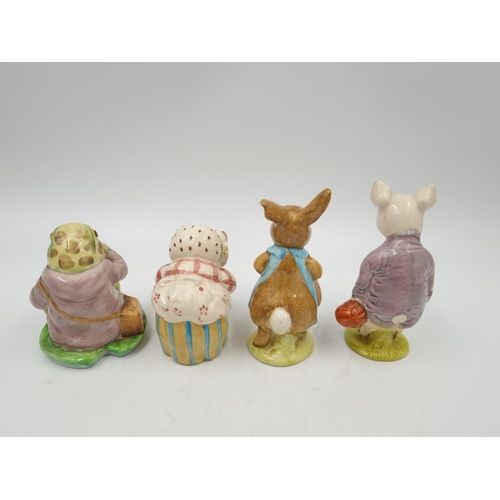 1176 - Four Beswick Beatrix Potter figurines comprising Mrs Flopsy Bunny, Jeremy Fisher, Pigling Bland and ... 