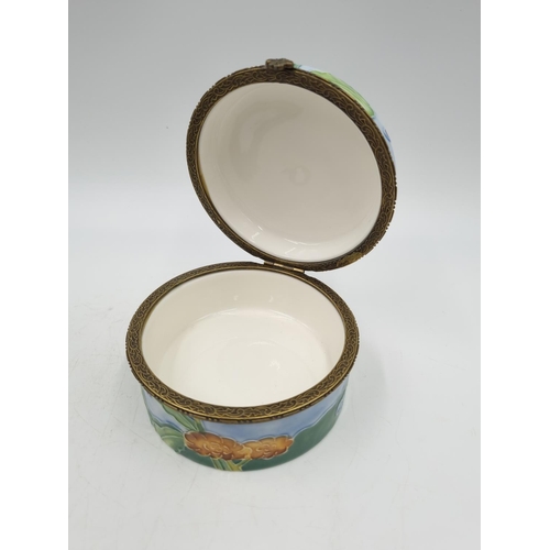 1183 - Four ceramic trinket boxes, three Benaya tubelined and one Agiftcorp