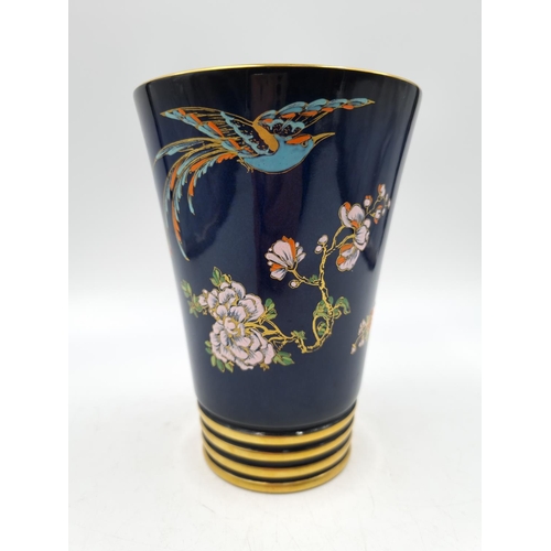 1185 - A 1920s/30s Carlton Ware bleu Mikado pattern vase stamped 1674/G to base - approx. 16cm