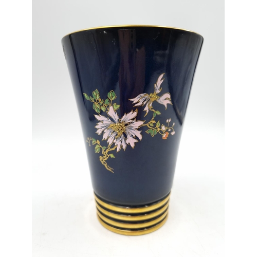 1185 - A 1920s/30s Carlton Ware bleu Mikado pattern vase stamped 1674/G to base - approx. 16cm