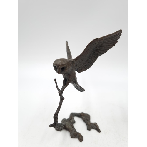 1199 - Two Michael Simpson limited edition bronze owl figurines, one 119/250 11.5cm high and one 3/250 10cm... 