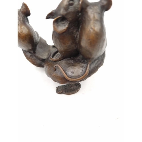 1200 - A Michael Simpson bronze figurine of three mice on mushrooms, limited edition no. 92/150 - approx. 6... 