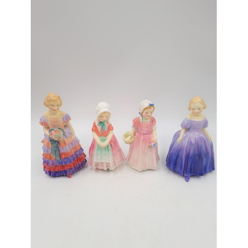 1201 - Eight Royal Doulton figurines comprising Goody Two Shoes HN 2037, Marie HN 1370, The Little Bridesma... 