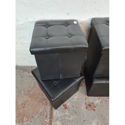 23A - Four contemporary black leatherette collapsible square storage boxes - approx. 37cm high x 37cm wide... 