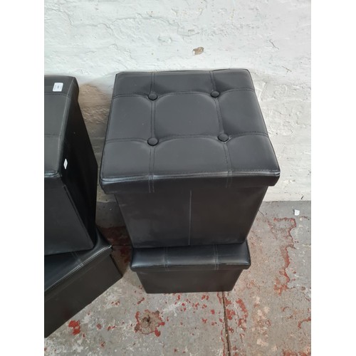 23A - Four contemporary black leatherette collapsible square storage boxes - approx. 37cm high x 37cm wide... 