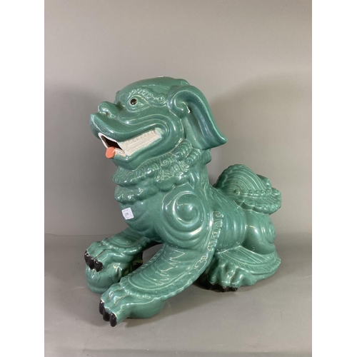 1378 - An Oriental ceramic foo dog figurine - approx. 44cm high x 52cm long