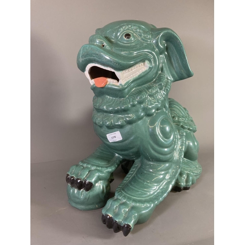 1378 - An Oriental ceramic foo dog figurine - approx. 44cm high x 52cm long