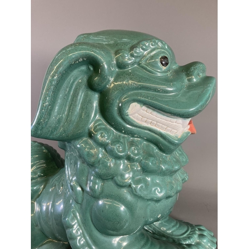 1378 - An Oriental ceramic foo dog figurine - approx. 44cm high x 52cm long