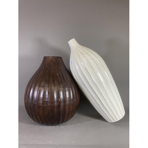 1380 - Two contemporary carved hardwood vases - largest approx. 57cm high