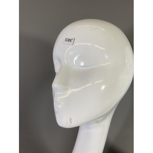 1381 - A pair of contemporary white plastic female mannequin busts - approx. 51cm high